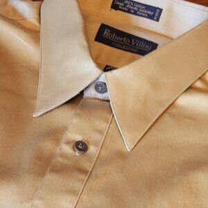 Roberto Villini ~ Sz 34/35 - 16.5 ~ Herringbone Long Sleeve Button Up ~ NWT